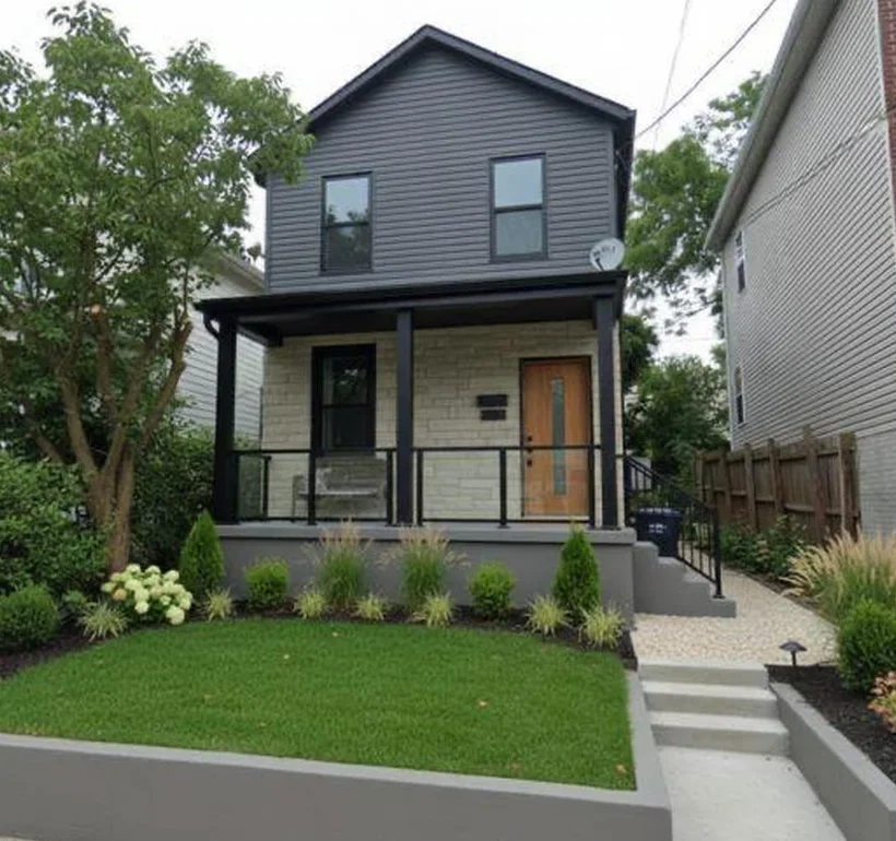 La maison de Washington DC après travaux, bardage remplacé, porche rouvert